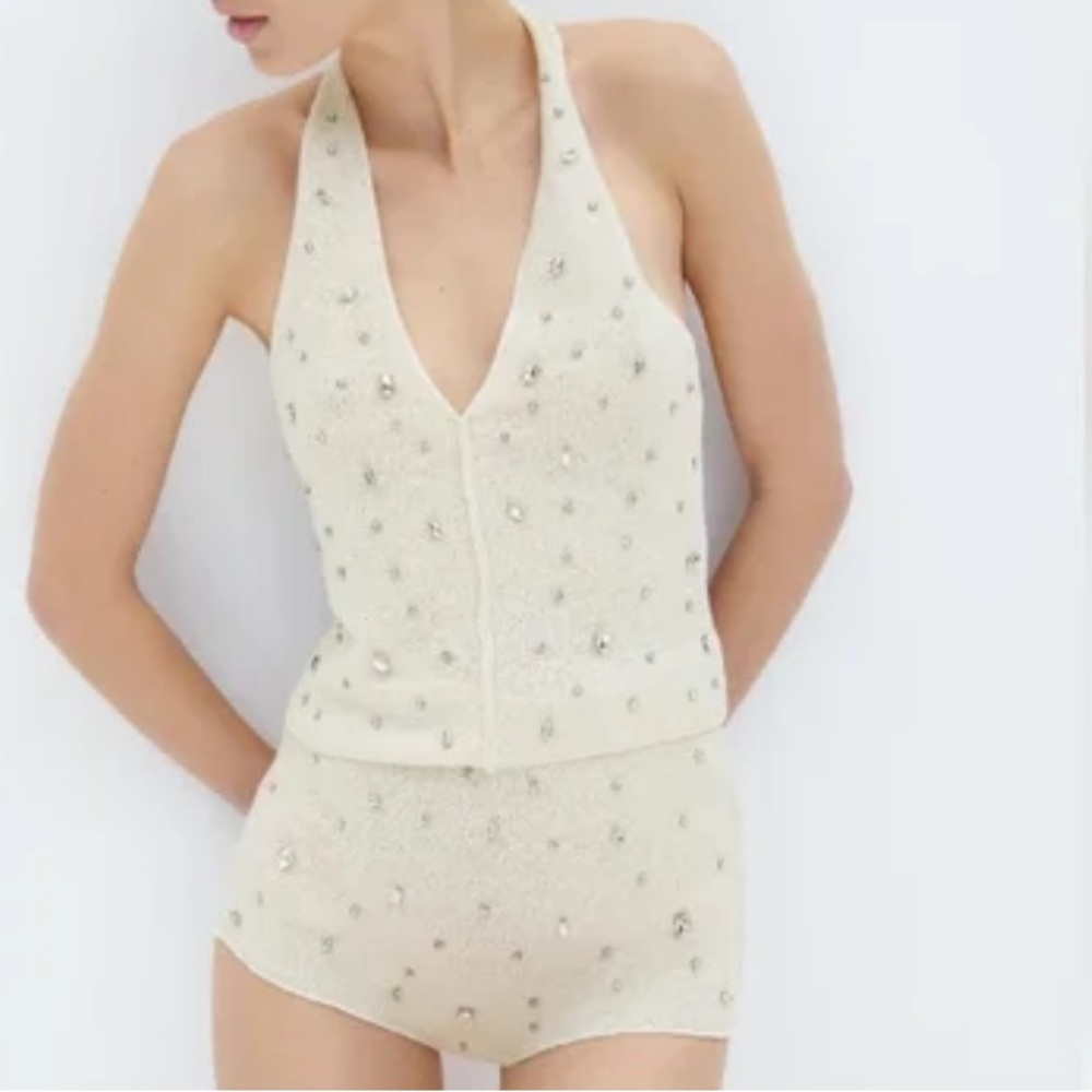 Zara knit rhinestone set